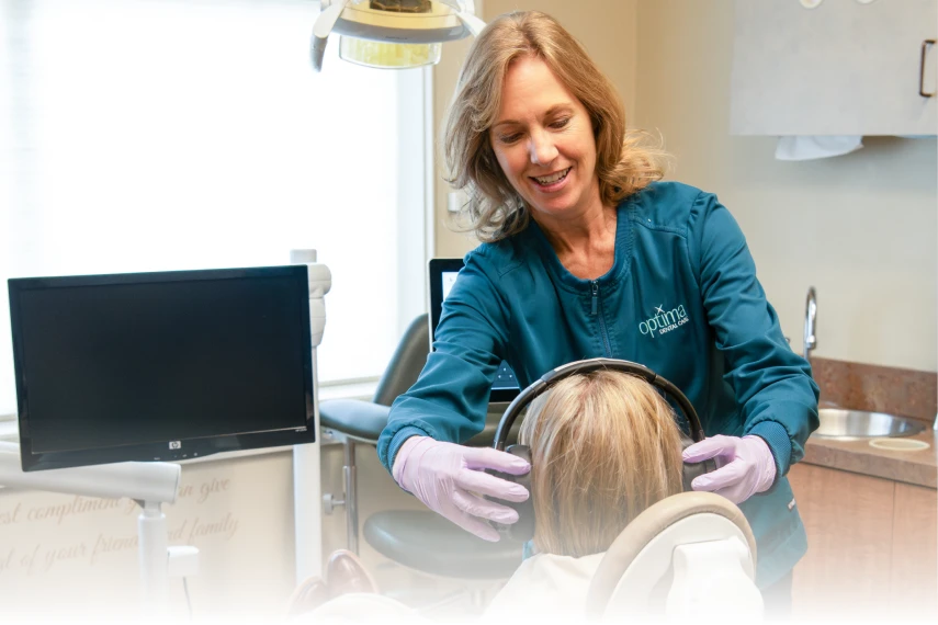 doctor giving patient ear phones